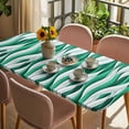 thumbnail image 3 of Green White Moire Table Cloths for 3 Foot Rectangle Tables, Modern Abstract Art Patio Waterproof Elastic Fitted Tablecloths, Washable Rectangular Table Cover for Camping, 3 of 8