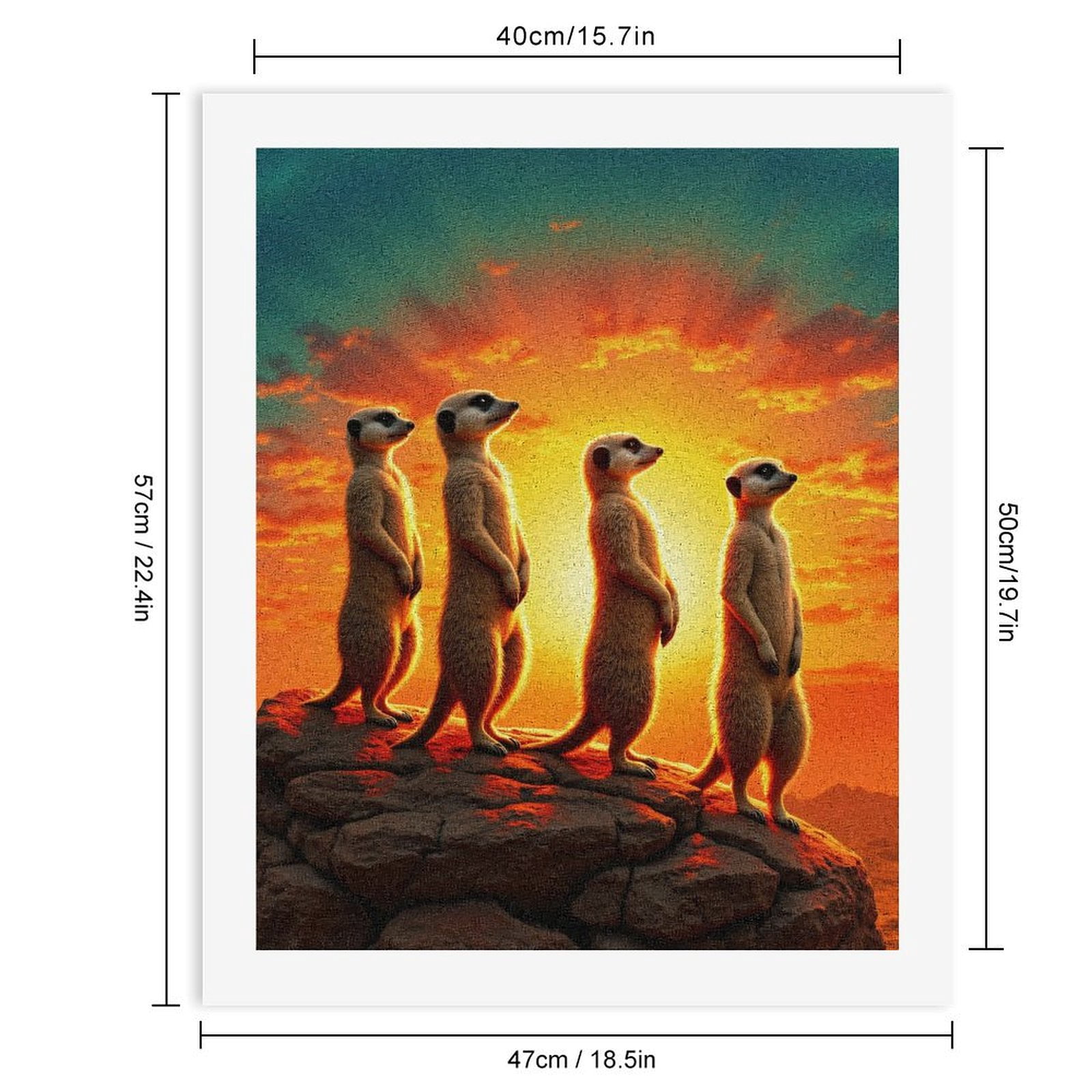 Paint By Numbers Kit for Adults Beginner - Meerkats Sunset Rock Formation DIY Canvas Painting Kits for Adults, Frameless Paint By Number for Adults for Home Wall Decor 16x20 Inch