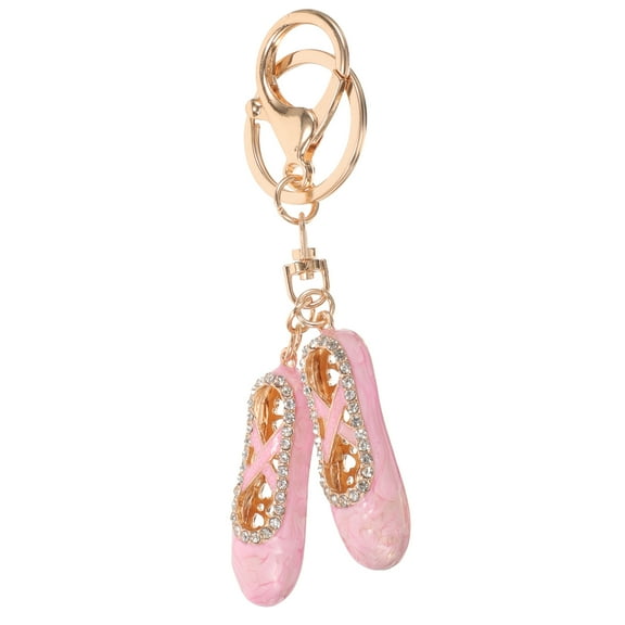 Mobutofu Ballet Shoes Rhinestone Pendant Keychain for Creative Bag Decor