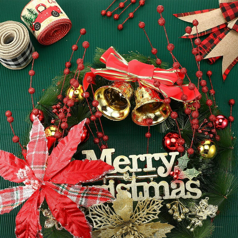 200 Pieces Christmas Berries Artificial Stems Christmas Tree Decorations  Fake Christmas Picks for Home Glitter Sticks 