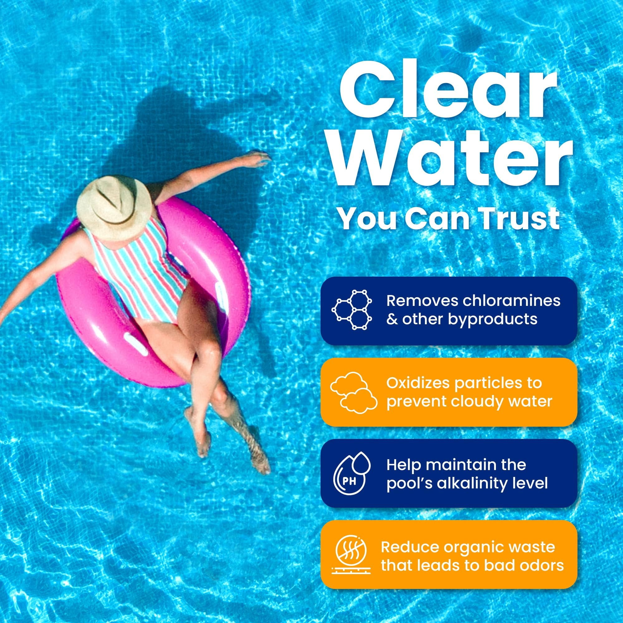 68% Calcium Hypochlorite Pool Shock for Swimming Pools - Chlorine Granules Swimming Pool Shock 25 lbs Bucket - Pool Chlorine for Inground and Above Ground Pool Treatment, Saltwater 25lbs