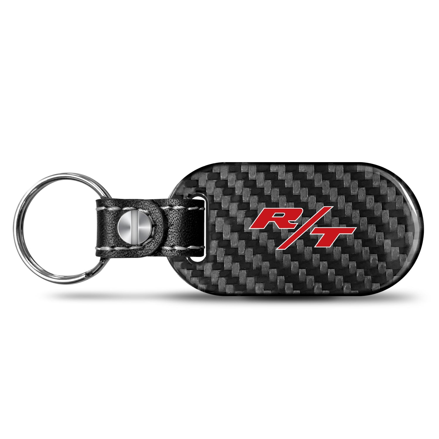 Dodge R/T Logo 100% Real Carbon Fiber 3 mm Thick Tag Style Key Chain Keychain