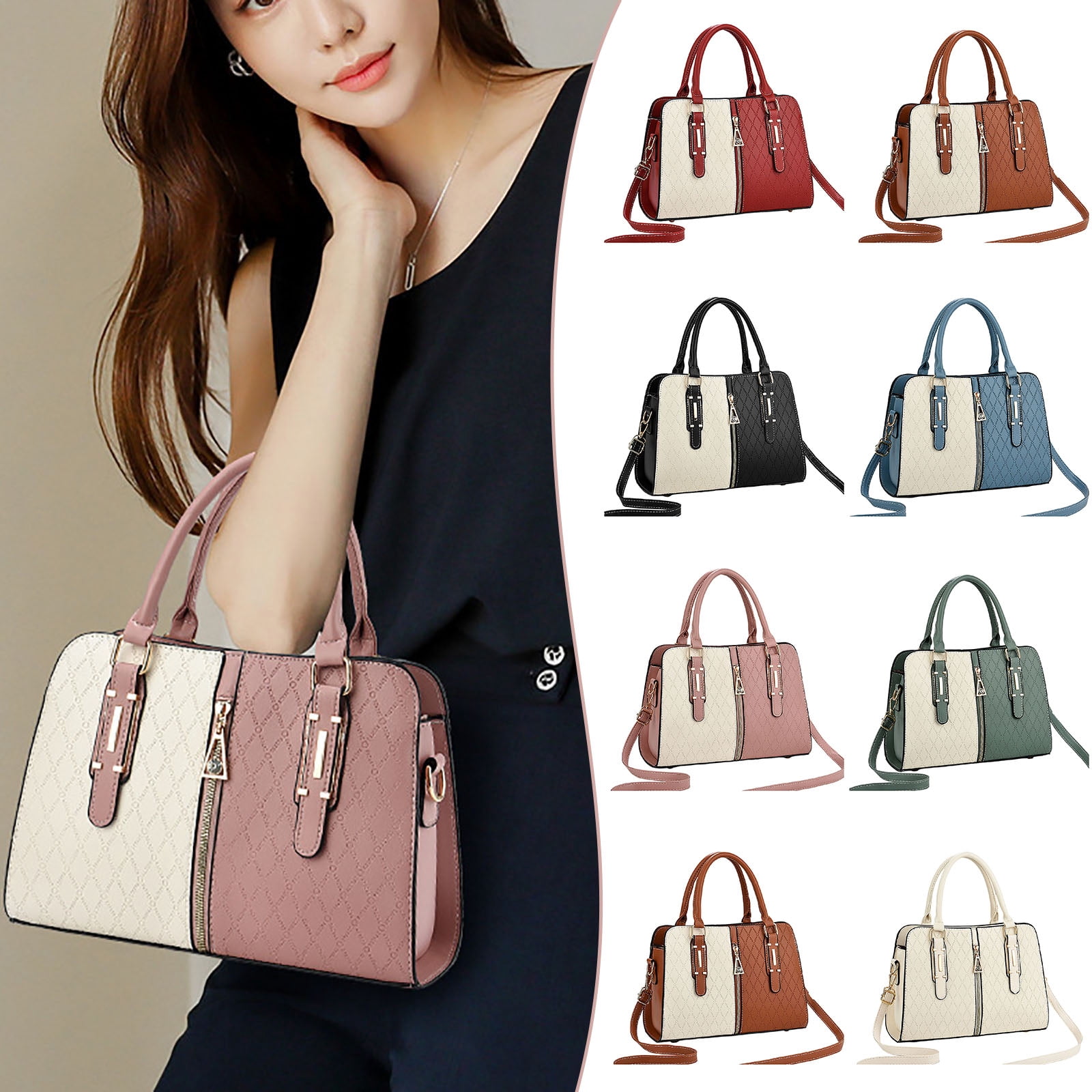 Women's Top Handle Handbags Classic Leather Satchel Purses for Women Ladies Work Tote Crossbody Shoulder Bag
