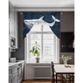 thumbnail image 3 of Summer Blue Whale Swag Valances for Windows, Small Curtains Drapes, Coastal Ocean Vintage Wooden Grain Kitchen Window Curtains Over Sink Window Treatment Valance for Bedroom/Bathroom 56"x36", 3 of 5