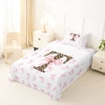 thumbnail image 5 of Erosebridal Letter T Monogrammed Twin Sheet Sets,Pink Girly Bowknot Bedding For Leopard Print Lovers 3-Piece, 5 of 6