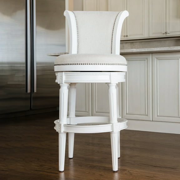 Open Box Maven Lane Pullman High-Back Swivel Stool, Alabaster White, Bar Height