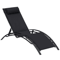 thumbnail image 1 of Outsunny Patio Reclining Lounge Chair with Adjustable Backrest, Black, 1 of 10