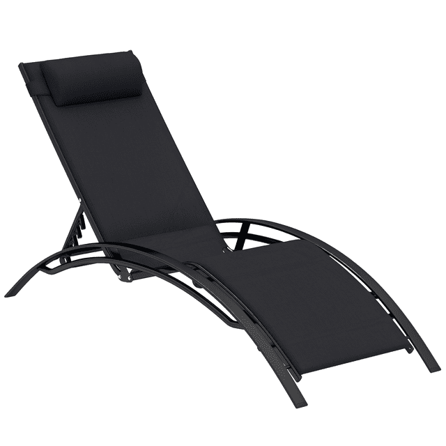 Outsunny Patio Reclining Lounge Chair with Adjustable Backrest, Black