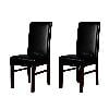 2pcs One-piece PU Leather Stretchable Dining Chair Back Seat Covers Waterproof Oilproof Dustproof Ceremony Chair Slipcovers Protectors--Black