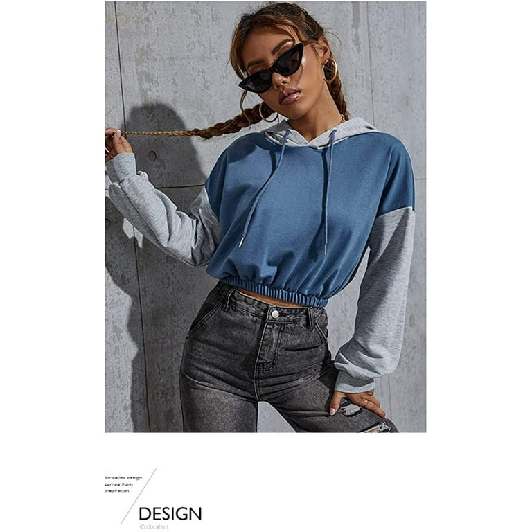CoCopeaunt Women Y2K Cropped Hoodie, Cut Out Crop Top Cloth Grunge Emo Korean Hiphop Harajuku Alt Sweatshirt Streetwear Winter Fall