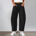 thumbnail image 3 of Barrel Sweatpants Women Fall Winter Elastic Waist Casual Loose Fit Wide Leg Sweat Pants Trousers with Pockets, 3 of 8