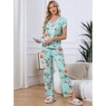 thumbnail image 2 of DARING DIVA Pajamas V Neck Top Drawstring Pants Sleepwear Lounge Sets XL Blue Floral, 2 of 7