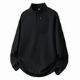 thumbnail image 4 of Quarter Zip Pullover Men 1/4 Zip Softshell Golf Jacket Fleece Lined Wind Resistant Loose Sweatshirt Zipper Pockets Spring Fall Big & Tall Size M-4XL Black, 4 of 6