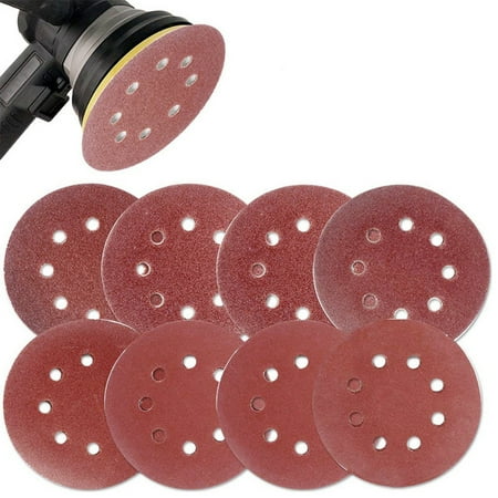 

Joernso 10Pcs 125mm 8 Holes Round Shape Grinding Sanding Discs Hook Loop Sandpaper Pad