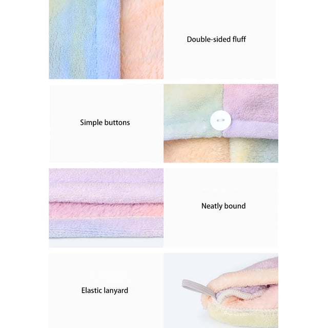 Toalla suave para el cabello, turbante para el cabello con botones, toalla para el cabello de secado rápido súper absorbente para cabello rizado, largo y grueso