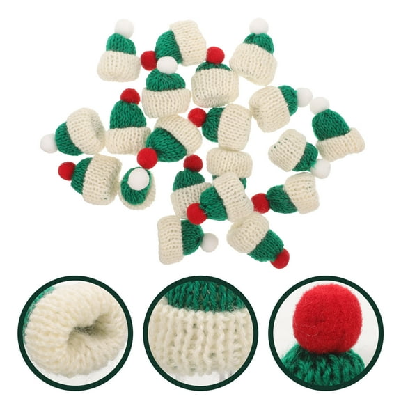 KALLORY 20Pcs Mini Knitting Hats Tiny Christmas Doll Hats for DIY miniature Projects