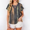 thumbnail image 5 of YUGYXL Short Sleeve Shirts for Women Spring Tops for Women V Neck Criss Cross Tees Womens Summer Tops Brown Top M, 5 of 9