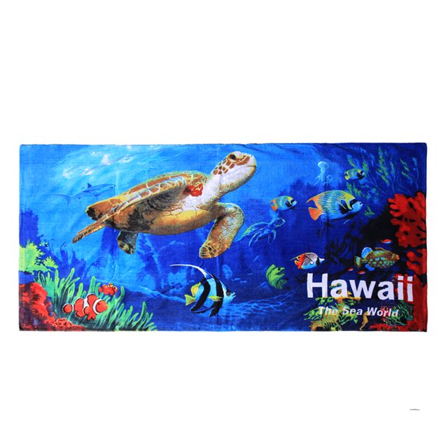 Hawaii Beach Towel 100 Cotton 60x30 Blue Sealife Fish Sea Turtles