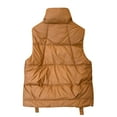 thumbnail image 3 of HOMBOM Brown Puffer Vest for Women Lightweight Overcoat Zipper Outdoor Stand Collar Short Gilet Womens Sleeveless, 3 of 4