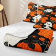 thumbnail image 4 of Homewish Halloween Cartoon Ghost Bed Spread Queen,Jack O Lantern Vine Print Queen Coverlet Set,Black Orange,3 Pieces, 4 of 7