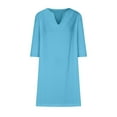 thumbnail image 4 of Kayannuo Dresses for Women V-Neck Long Sleeve Solid Short Ladies Summer Dress Sale Dress For Womens Casual Solid Color Dress V Neck Long Sleeve Dresses With Button, 4 of 6