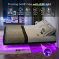 thumbnail image 4 of Floating Bed Frame Queen Size with Smart LED Lights and Charging Station - Modern Metal Platform Bed, Easy Assembly No Box Spring Needed, 4 of 14