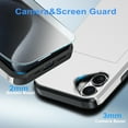 thumbnail image 5 of Benbenjaytek for iPhone 16 Wallet Case with Card Holder + 2 Tempered Glass Screen Protector Protective Dual Layer Shockproof Hidden Card Slot Slim Case Women Men iPhone 16 6.1 inch 2024 (Silver), 5 of 6