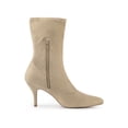 thumbnail image 3 of BLISSFUL STEP Women's Pointy Toe Stiletto Heels Ankle Boots Beige 8, 3 of 7