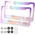 thumbnail image 2 of Coolnut Mandala Unicorn Print 2 Holes Car License Plate Frames 2PCS, Car License Plate Holder with Screw Caps Cover Set Automotive Exterior Parts Decoration for US Vehicles, 2 of 7