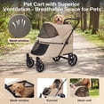 thumbnail image 3 of LAUSAINT HOME 4 Wheels Pet Stroller, Foldable Extra Large Dog Stroller for Medium & Large Dogs/Cats with Built-in Access Ramp, Dog Carrier Cat Stroller with Breathable Mesh, Khaki, 3 of 9