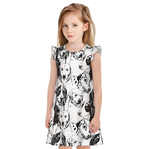 Fotbe Labrador Retriever Dog Vestido de Dormir para Niñas de 3 a 10 Años, Mangas Cortas, Estilo Princesa, Pijama Camisón con Mangas Voladas-X-Large