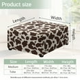 thumbnail image 7 of Xoenoiee Brown Cow Print Square Ottoman Covers Slipcover Stretch Folding Storage Ottoman Slipcovers with Elastic Bottom Removable Footstool Slipcover, L, 7 of 7