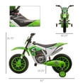 thumbnail image 4 of Aosom Kids Dirt Bike Battery-Powered Ride-On Electric Motorcycle with Charging 12V Battery, Training Wheels Green, 4 of 9