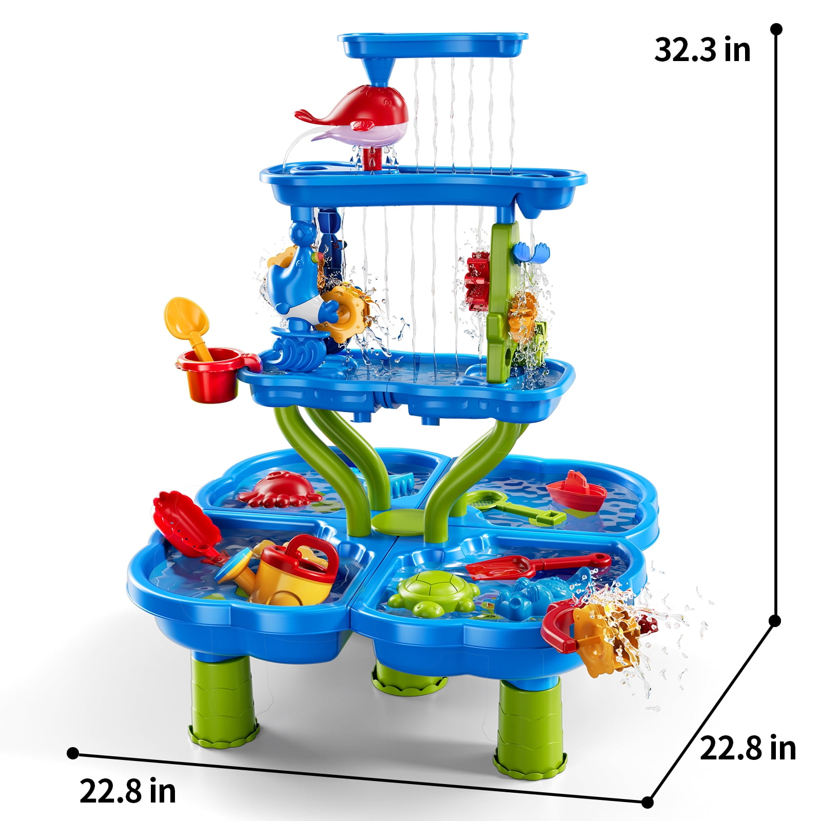 ConeWhale Sand Water Table for Toddlers 3-5 Outdoor Backyard Summer Multi-Tier Waterfall 32.3 x 22.8 x 22.8 Inch
