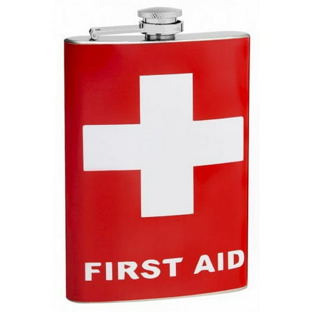

Top Shelf Flasks™ 8oz First Aid Hip Flask Pocket Size Rustproof Stainless Steel Screw-On Cap