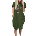 thumbnail image 1 of Vestido suelto de manga corta informal con estampado floral de moda de verano para mujer con bolsillo y cuello redondo Pompotops ghjkhdj11972, 1 of 5