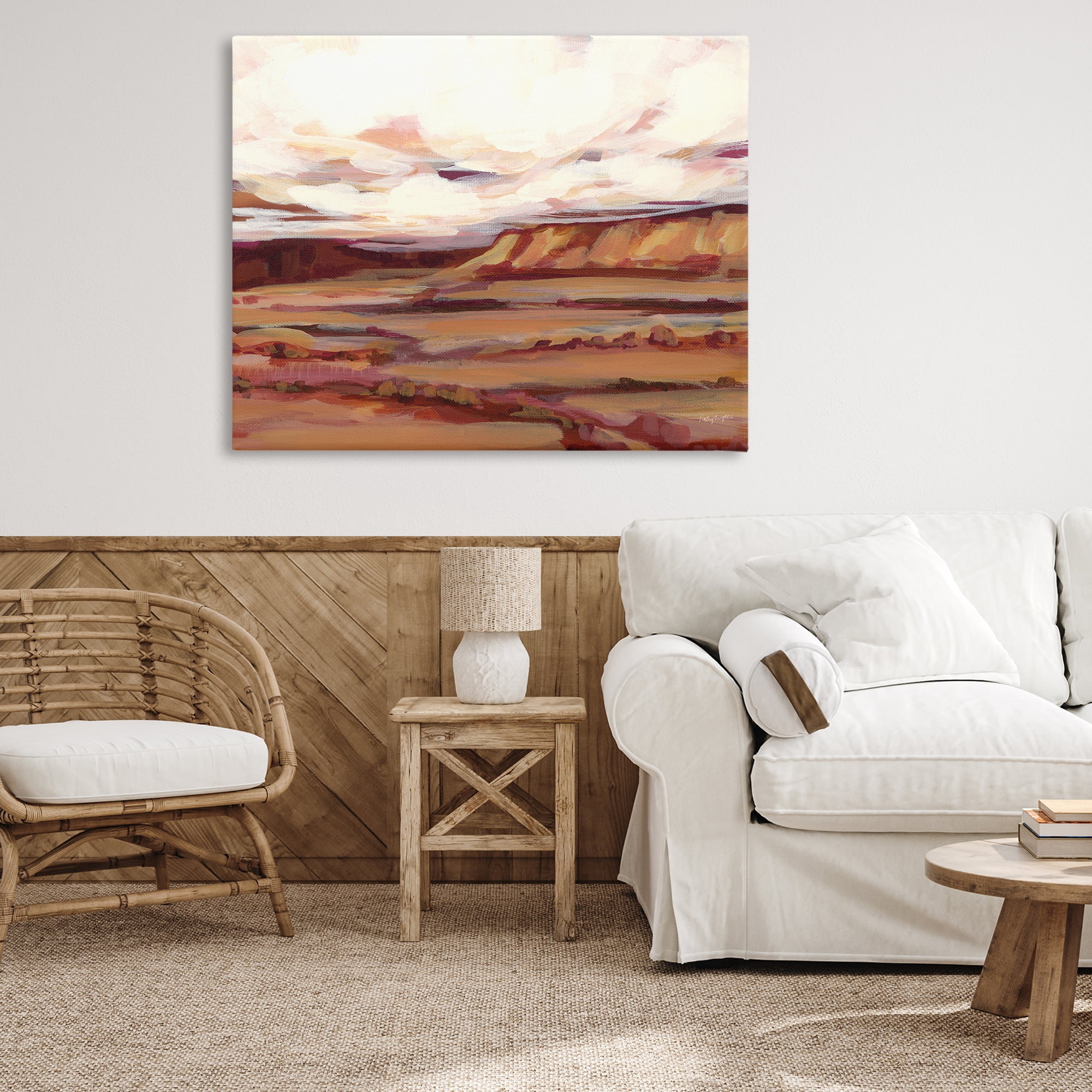 Stupell Industries Mauve Mesa Landscape Landscape Painting Gallery Wrapped Canvas Art Print Wall Art, 48 x 36