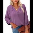 thumbnail image 1 of Blusas Elegantes de Estilo Bohemio con Cuello en V, Mangas 3/4 y Botones para Mujer, Color , Talla XL, 1 of 8