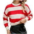 thumbnail image 2 of Lilgiuy Women's Fashion Comfortable Color Block Long Sleeve Round Neck Sweater Top for Outdoor Camping, 2 of 4