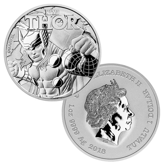 Perth Mint 2018 $1 Tuvalu Thor Bullion Coin 1oz .999 Silver - Marvel Series