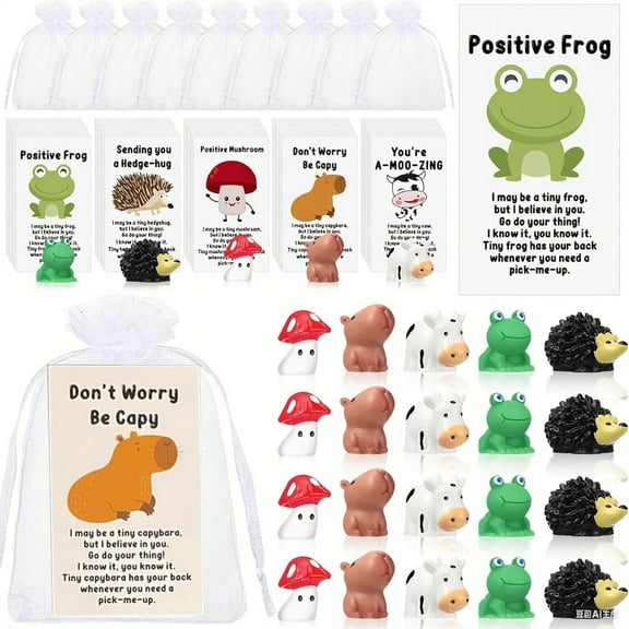 25 Set Appreciation Gifts Bulk for Employee Thank You Gifts Positive Resin Animal Motivation Pun Note Cards Back to School Student Teacher Coworker Housekeeping Nurse Pocket Favors