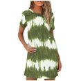 thumbnail image 2 of SMihono Robes Bohèmes d'Été pour Femmes Grande Taille Mode Femmes Teinture sur Nœuds Manches Courtes Poches Ample Confortable Robe Décontractée, 2 of 5