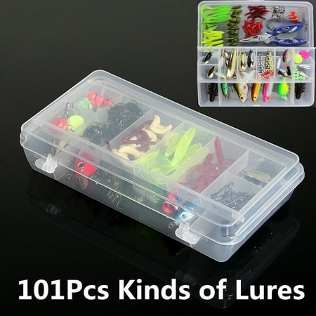 101Pcs Kinds of Trout Bass Fishing Lures Crankbaits Set Kit Soft and Hard Bait Tackle Outdoor Camping Accessories Hooks with 2-layer