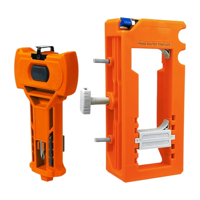 Plantilla de enrutador de bisagra de puertas Herramienta manual fácil de usar Kit de instalación de bisagra de accesorios profesionales portátiles Naranja