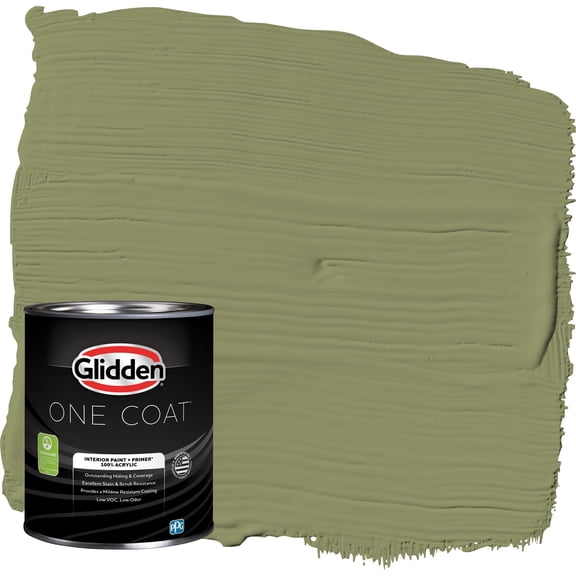 Glidden One Coat Interior Paint and Primer, Paid in Full / Green, 1-Quart, Flat