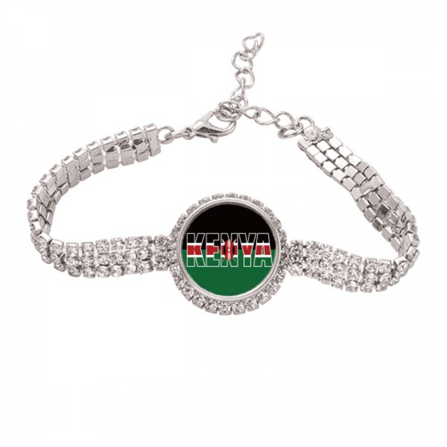 Kenia bandera del pais nombre Pulsera de tobillera de cadena de tenis, joyería de diamantes