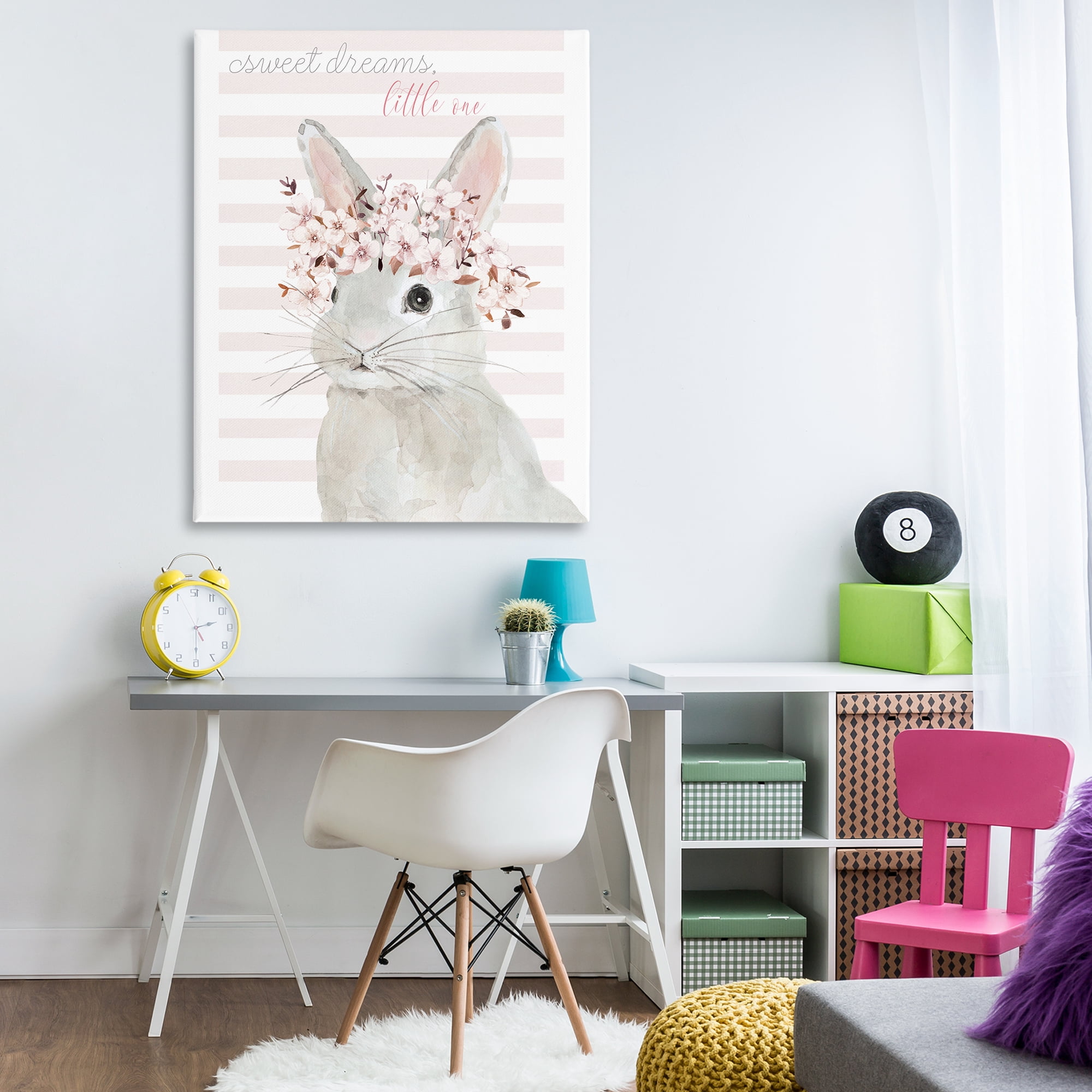 Stupell Industries Sweet Dreams Bunny Animals Painting Wrapped Canvas Art Print Wall Art, 36 x 48
