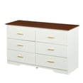 thumbnail image 6 of Dresser 6 Drawer with Gold Metal Handles, Storage Organizer Units Furniture, Buffet Server Cabinet Console Table For Nursery Living Room Kids Room, 6 of 9