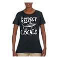 thumbnail image 2 of Wild Bobby Respect The Locals Save Our Oceans Shark Animal Lover Women Graphic Tee, Black, Small, 2 of 6