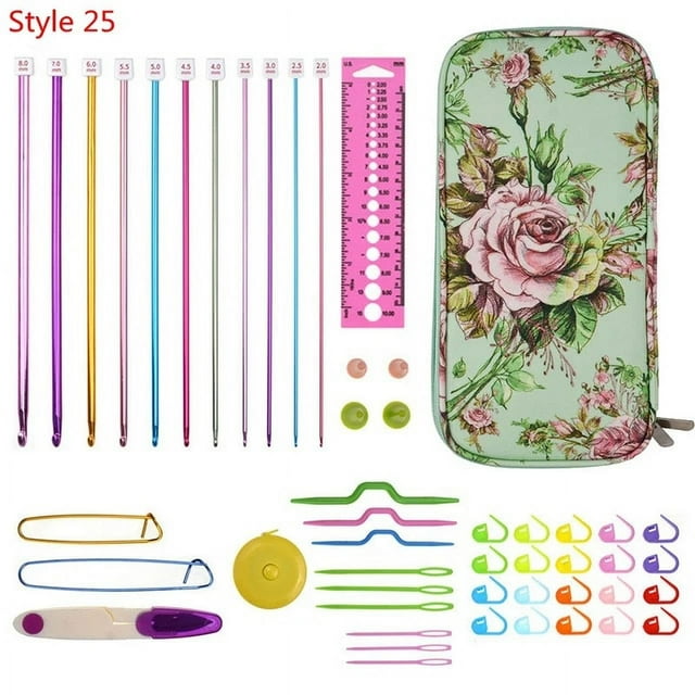 36 Styles Crochet Hooks Set Knitting With Yarn Weave Knitting Needles Hook Kit Sewing Tools Gauge Scissors Knit with Storage Bag